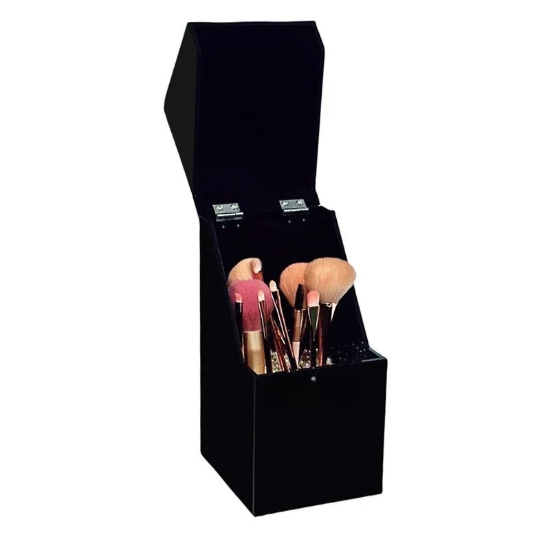 

Pearl makeup brush storage bucket acrylic dust-proof flip eyebrow pencil eyeshadow pen holder dresser beauty brush case