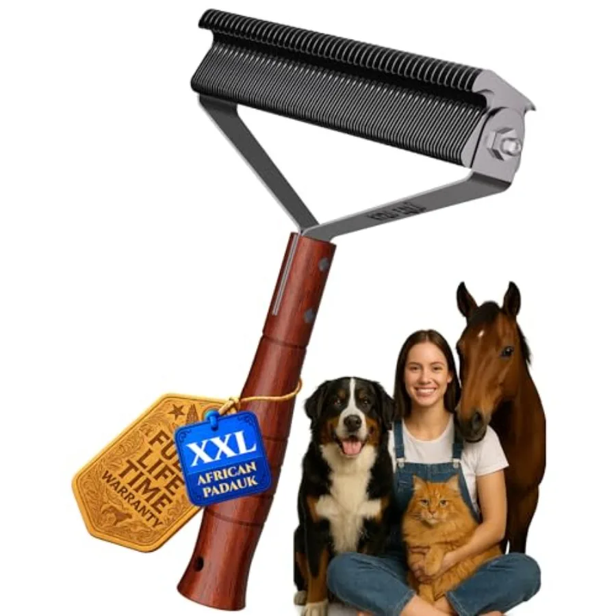

Over-Sized 2-Sided Dog Brush For Shedding Undercoat Rake for Dogs and Cats and Horses Remove Mats Dematting Comb Gentle Groomin