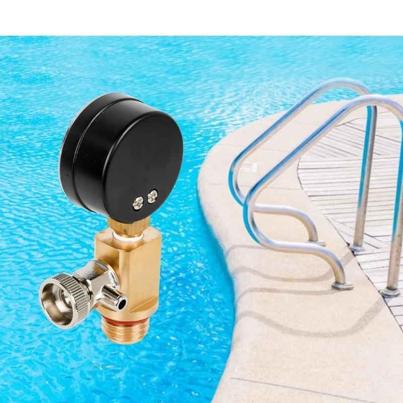 Valvole controllo della pressione del filtro del pool manuale con manometro