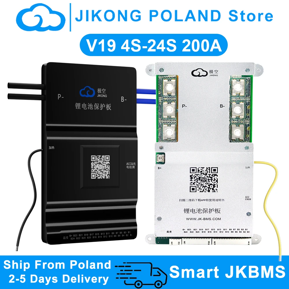 JIKONG V19 JK BMS 4S ~ 24S BMS inteligente BT pantalla calor puede corriente 1A ~ 2A 100A-300A equilibrio activo BMS para batería Li-ion LiFePo4 Lto