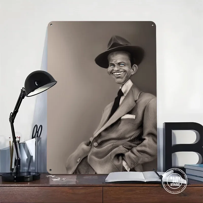 Frank Sinatra 3D Printed Texture Poster Personalized Wall Art Retro Metal Tin Signs for Office Decoration Gaming House Wand Deko