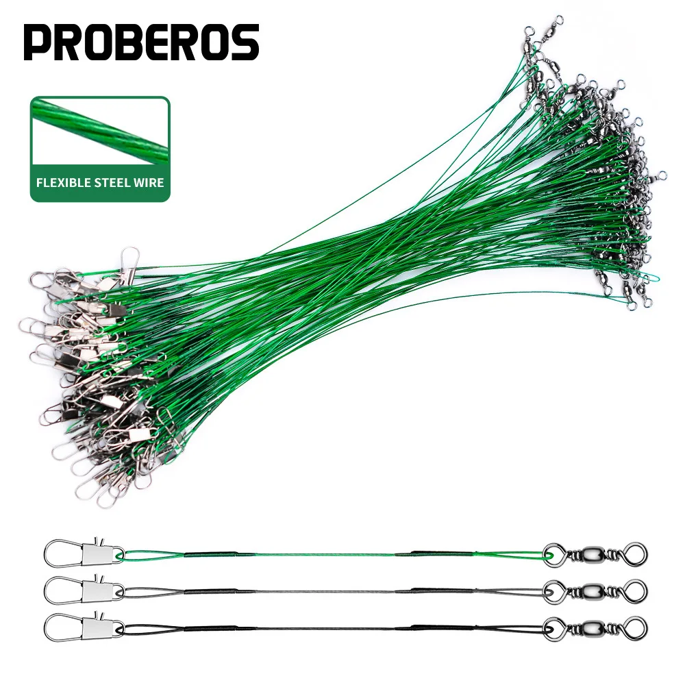 50pcs Double Drop Wire Leader Rigs Fishing Line Leaders With Snap & Swivel Stainless Steel Wire Surf Leader Fishing Wire Rig