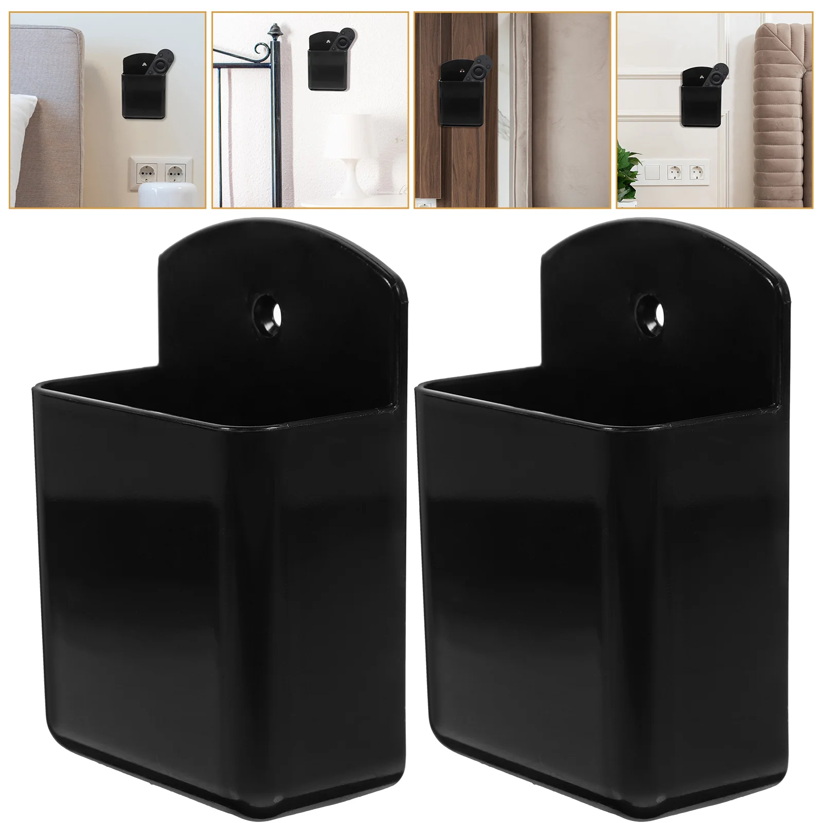 2 Pcs Wall Mounted Remote Control Box Holder Stand Case Storage Bracket Hanging