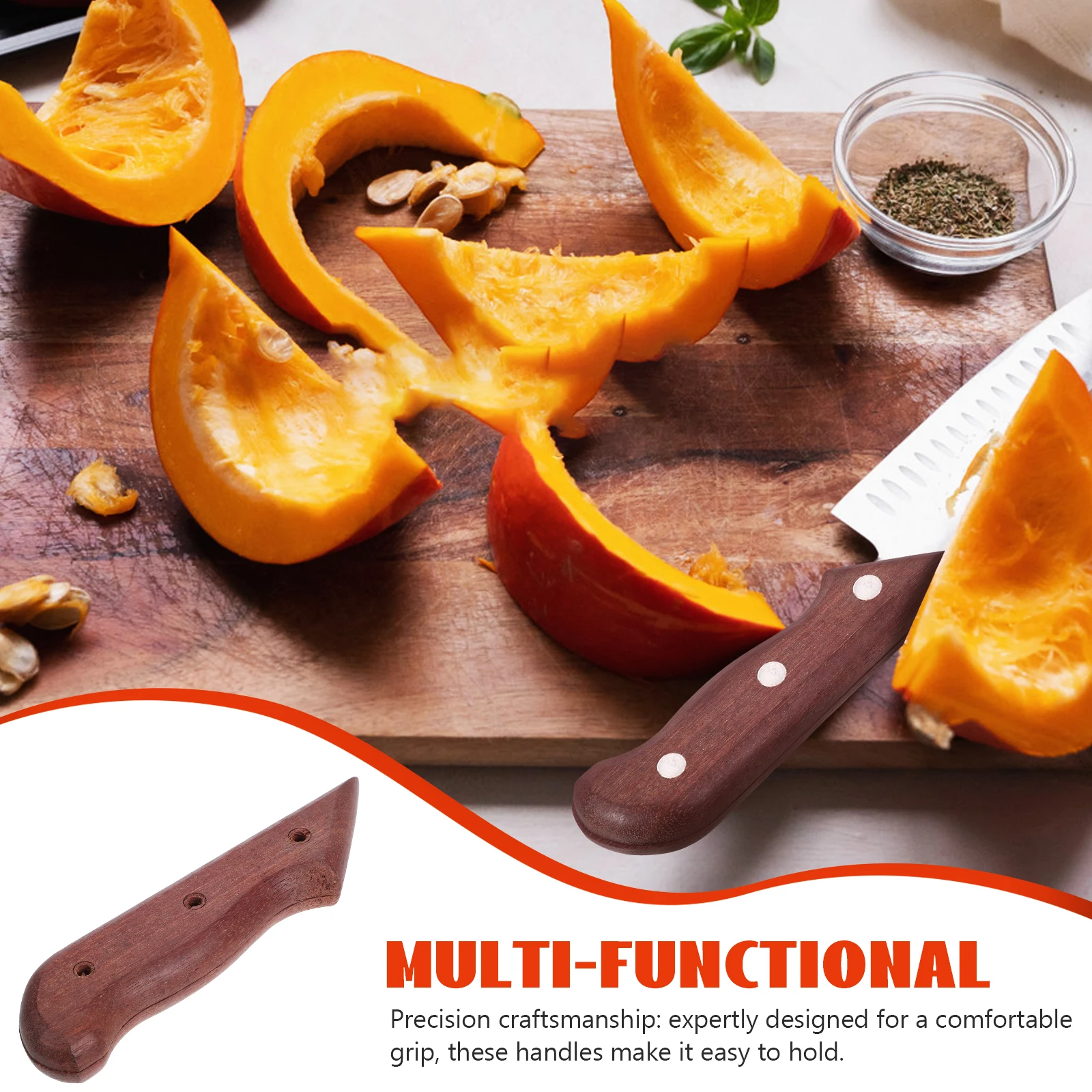 

2pcs Wood Knife Handle Replacement Kitchen Cutter Grip Repair Accessory Ergonomic Scales Universal Fit Outdoor Camping
