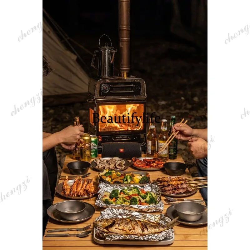 New wood stove, outdoor light camping tent heating stove integrated oven cooking stove