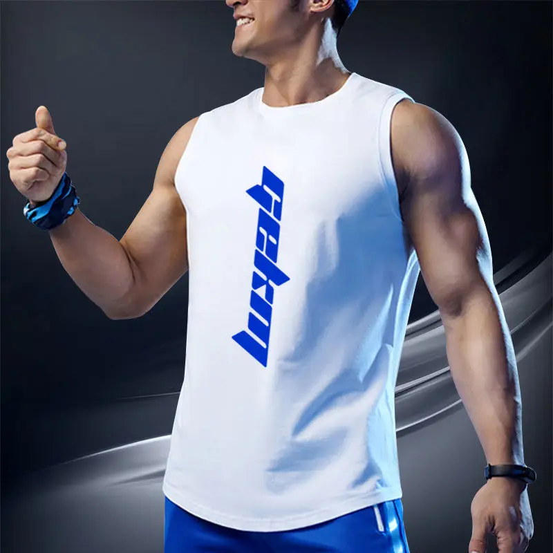 Sports Tank Top Men Summer Fashion Fast Dried Basketball Fitness O-Neck Printed Letter American Training Shirt Sleeveless Vest