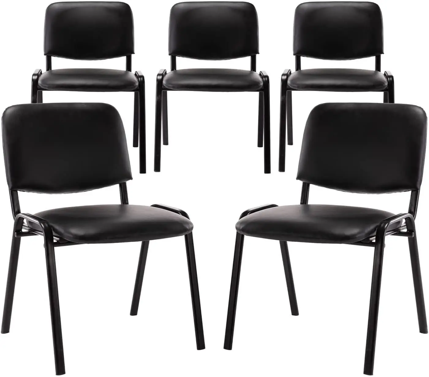 Set of 5 Stackable Office Guest and Reception Chairs for Waiting Rooms, Lobby, and Reception Areas
