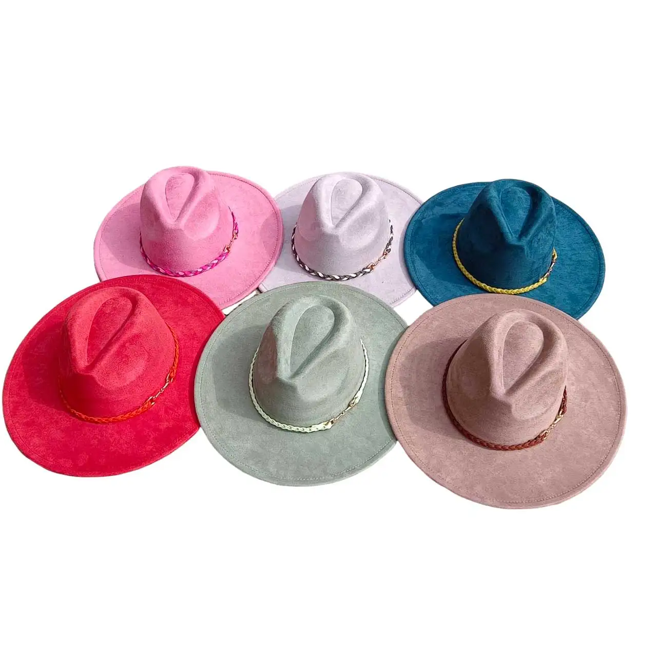 

Wide brim vegan suede hat with heart-shaped top and metal buckle for men and women autumn and winter felt jazz hat church hat