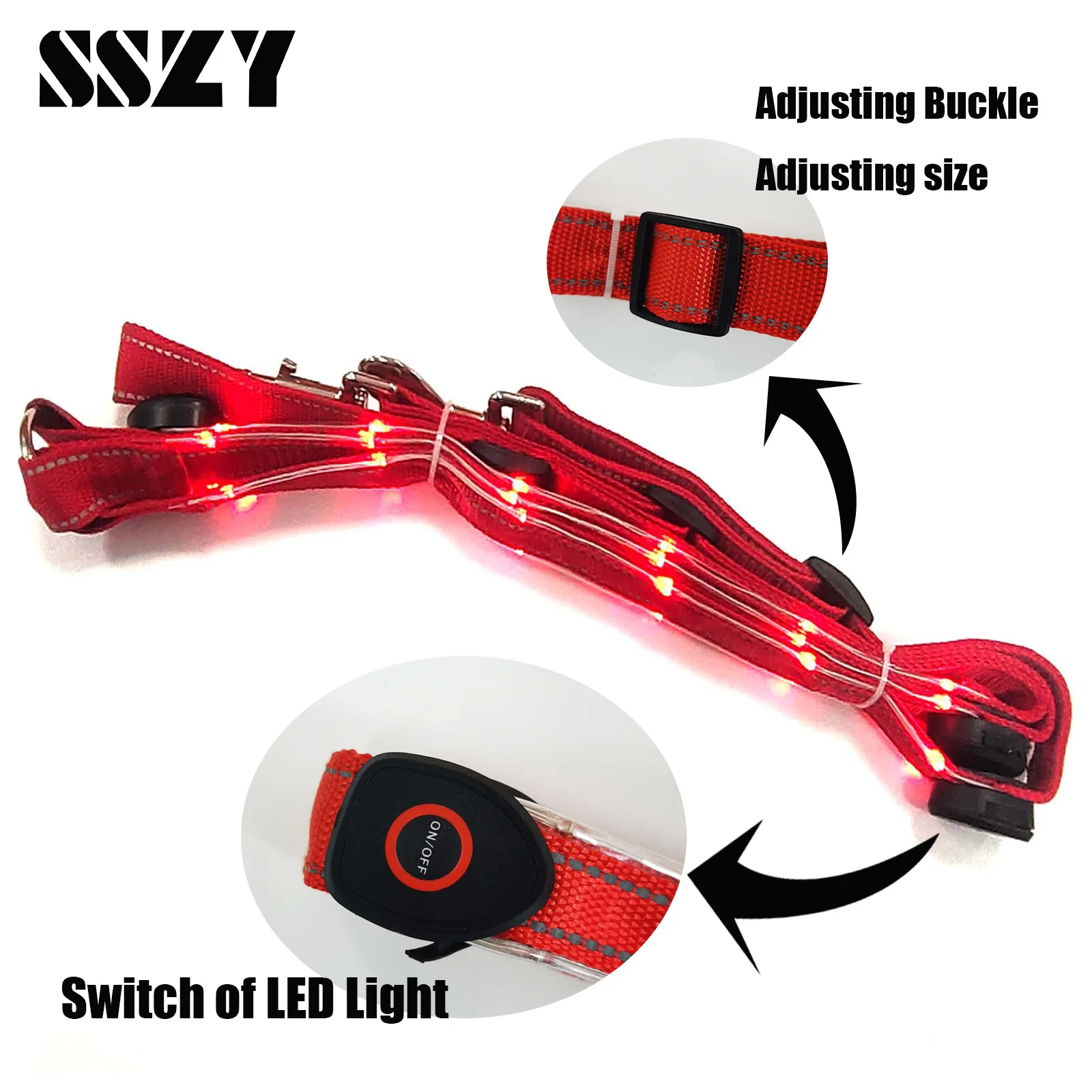 LED Horse Chest Strap Breastplate Harness Nylon USB Rechargable Three Charging Wires Riding Equipment Outdoor Visible At Night