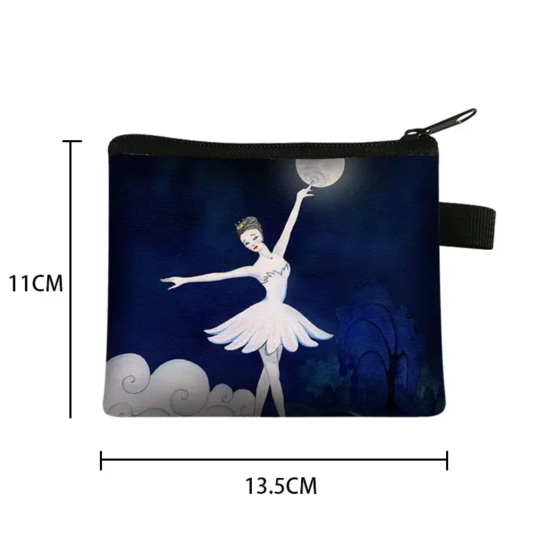 Elegante ballerino di danza classica portamonete con stampa borsa per rossetto moda donna buste per carte di credito carino mini portafoglio regalo