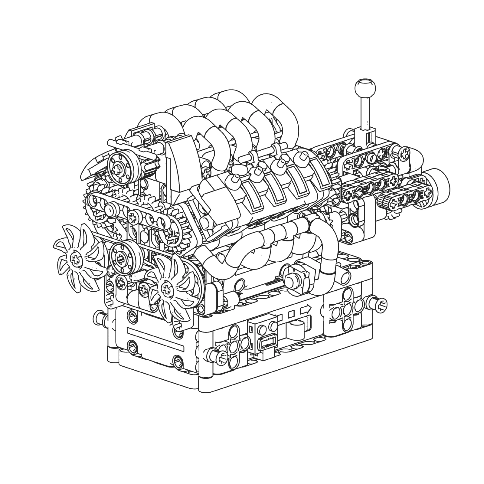 

MOULD KING 10227 V8 Engine Model Kit 787PCS Mini Building Blocks with Working Pistons Gearbox STEM Mechanical Toy for Adults