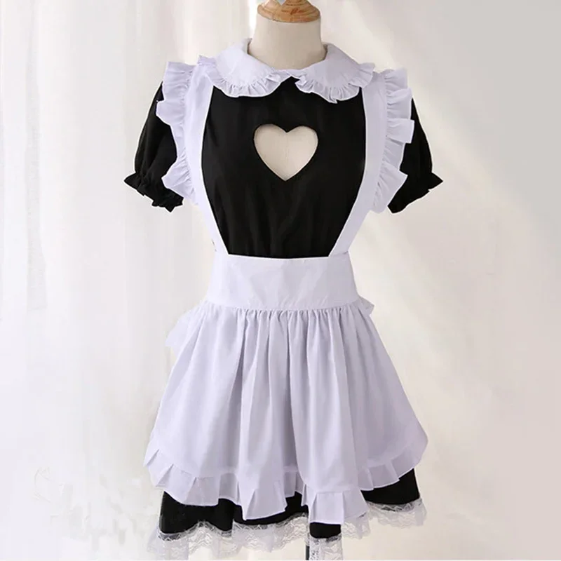 Cute Heart Shaped Lolita Maid Dress Costumes Internet Celebrities Live Broadcast Dress For Girls Woman