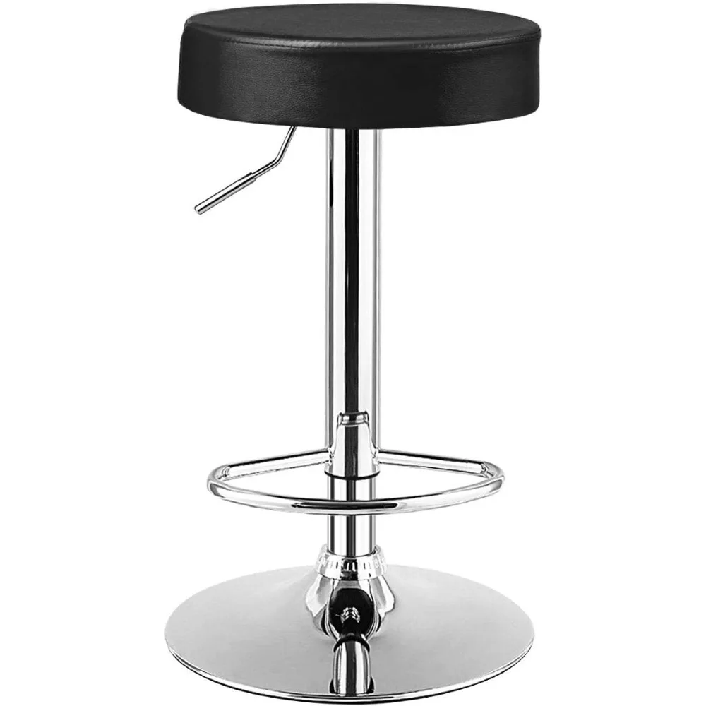 

Modern Swivel Backless Round Barstool, PU Leather Armless bar Chair with Height Adjustable, Chrome Footrest,