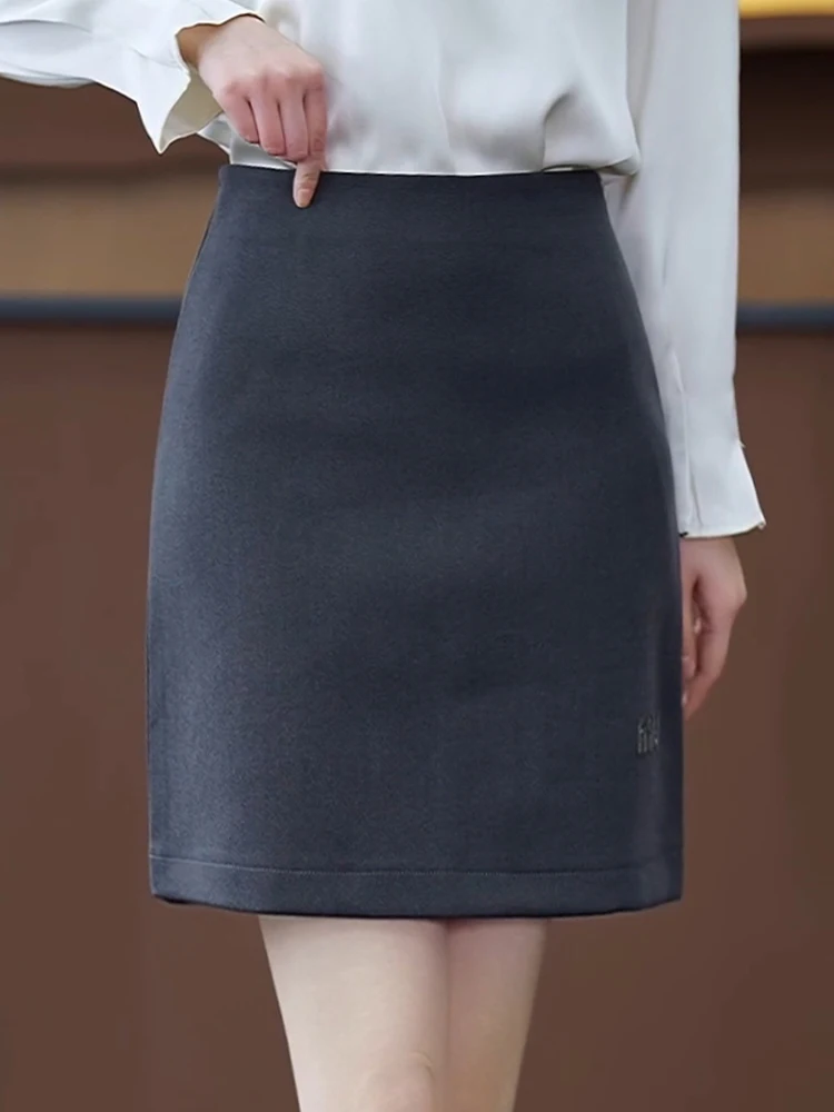 

Gray Suit A-Line Skirt Women's Summer Thin High Waist Slim Fit Short Skirts Commute Korean Style Polyester Blend