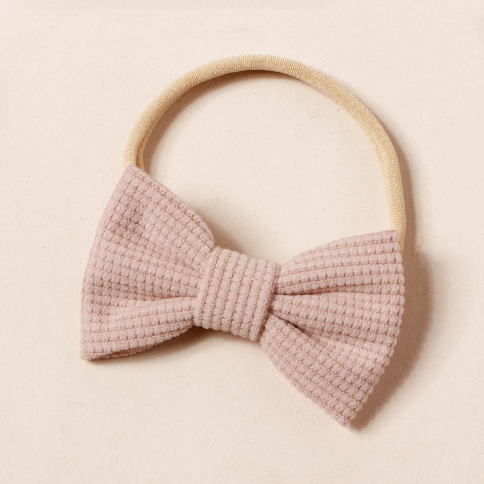 15 ピース/ロットワッフルボウベビーヘッドバンド女の子のヘアアクセサリー新生児弾性ヘアバンドナイロンヘアバンド子供コーデュロイ帽子