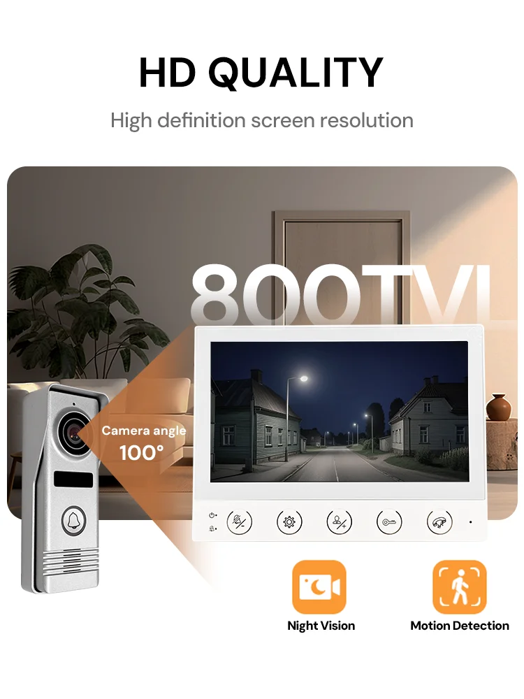 720P 7 inch Video Doorbell System Doorphone Door Camera for door and garage door with camera video intercom for home