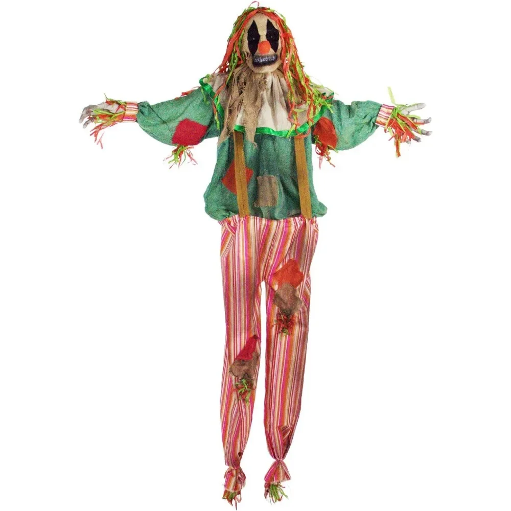 Halloween Life-Size Animatronic Scary Talking Clown with Doll, Motion, Touch Activated Lights, and Sounds, Decorations Props