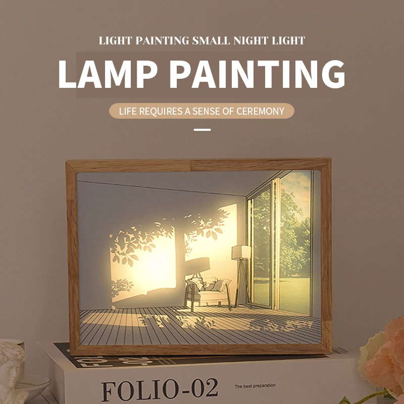 Light Shadow Lighting Painting Three Color Dimming Luminous Mural Living Room Bedroom Sunlight Small Night Light Decoration