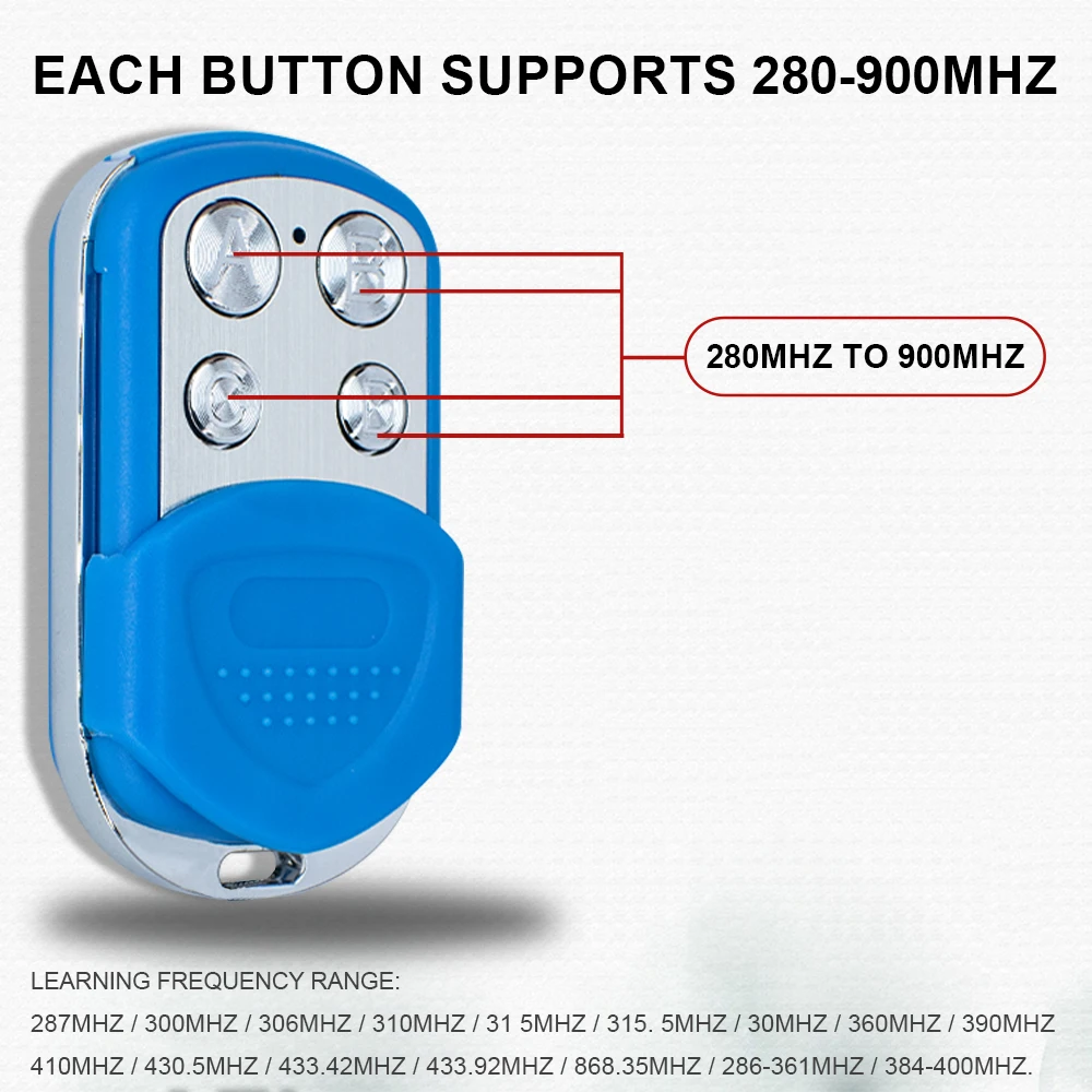 Garage Remote Control 433MHz 280-868MHz Multi-Frequency Duplicator 433.92MHz Rolling Code Gate Keyfob Hand Transmitter Command