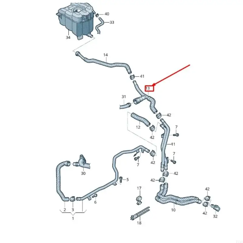 High Temperature Resistant Radiator Hose 7P0121070K for Car Engine Maintenance 72XB