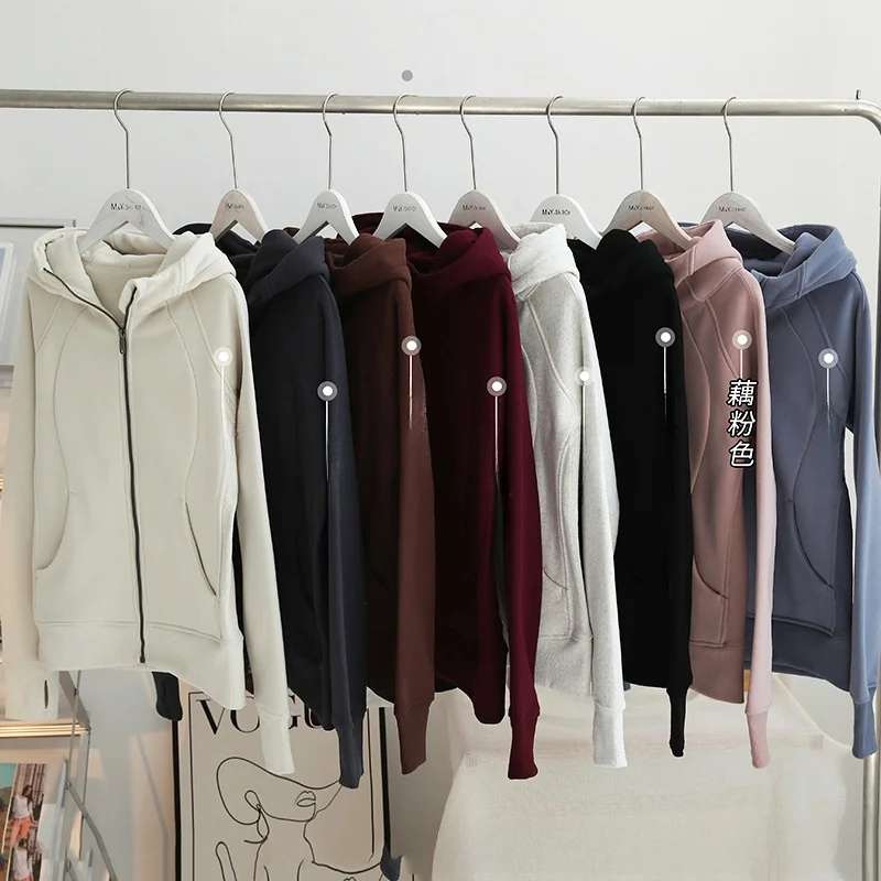 المرأة سليم صالح مقنعين الغوص البلوز سترة الصوف مبطن الدافئة اليوغا سترة رياضية علوية نفس النمط الخريف الشتاء التخسيس