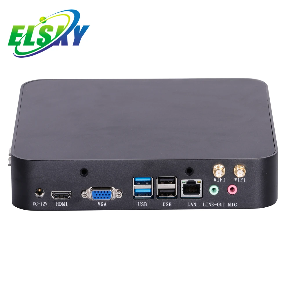 ELSKY DDR3 SATA MSATA Core I3 I5 I7 I5 3317U Processor Mini Desktops PC Linux Supporting DC 12V VGA HD-MI