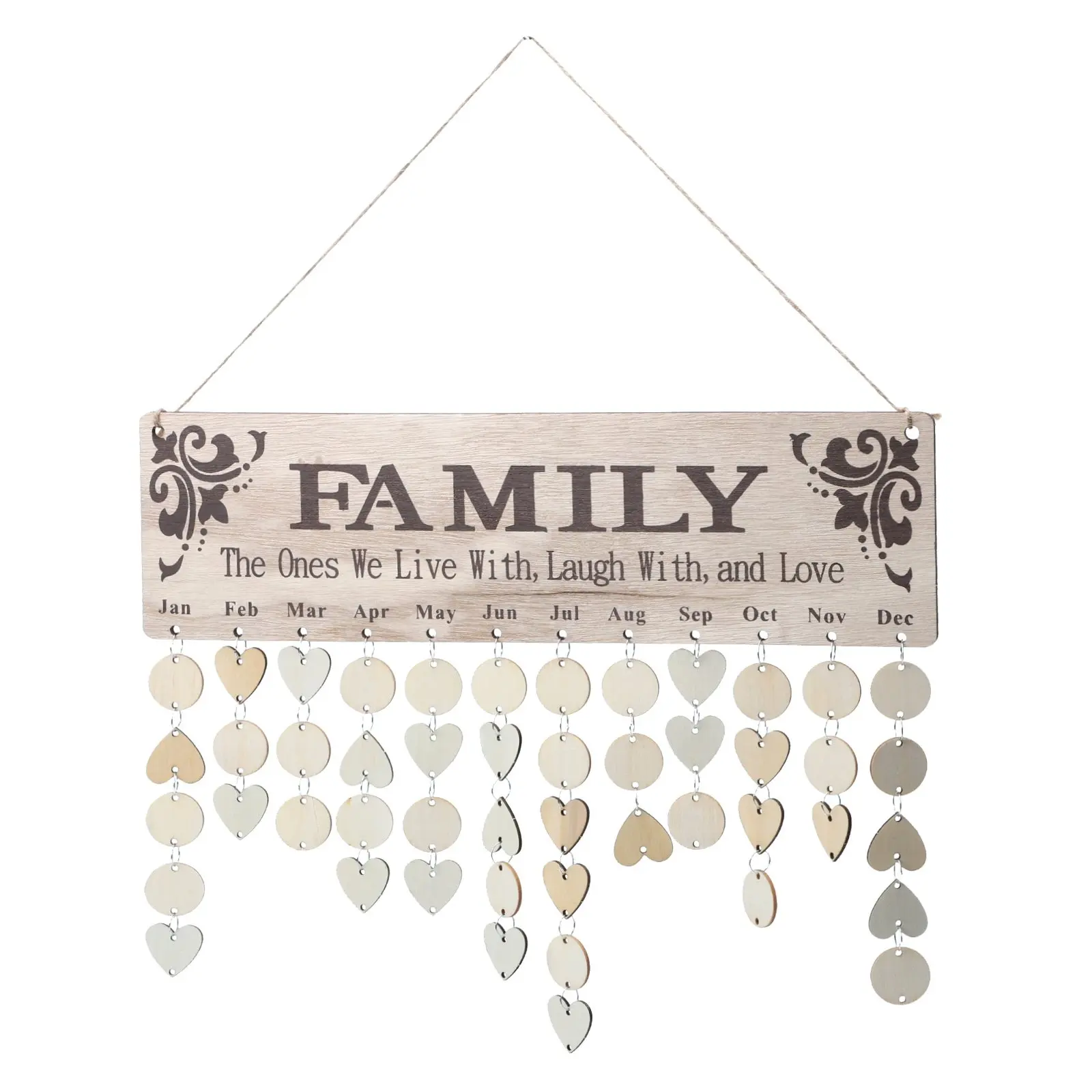 

1 set 1 Set Diy Wooden Calendar Hanging Board Family Birthday Reminder Wall Decor For Home Office Wood Calendar Diy Set