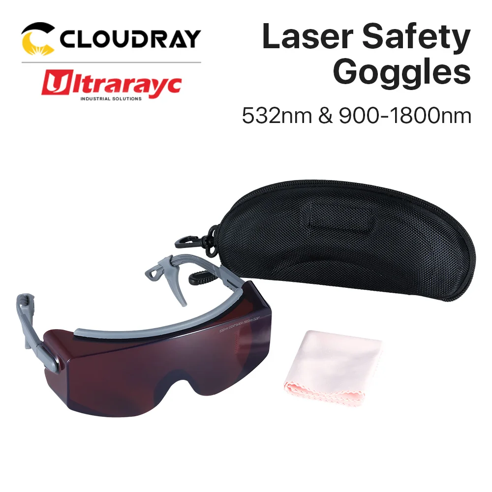 Ultrarayc Laser Safety Goggles OD8+ 532nm & 900-1800nm Red Protective Glasses Shield Protection Eyewear for Green & Fiber Laser