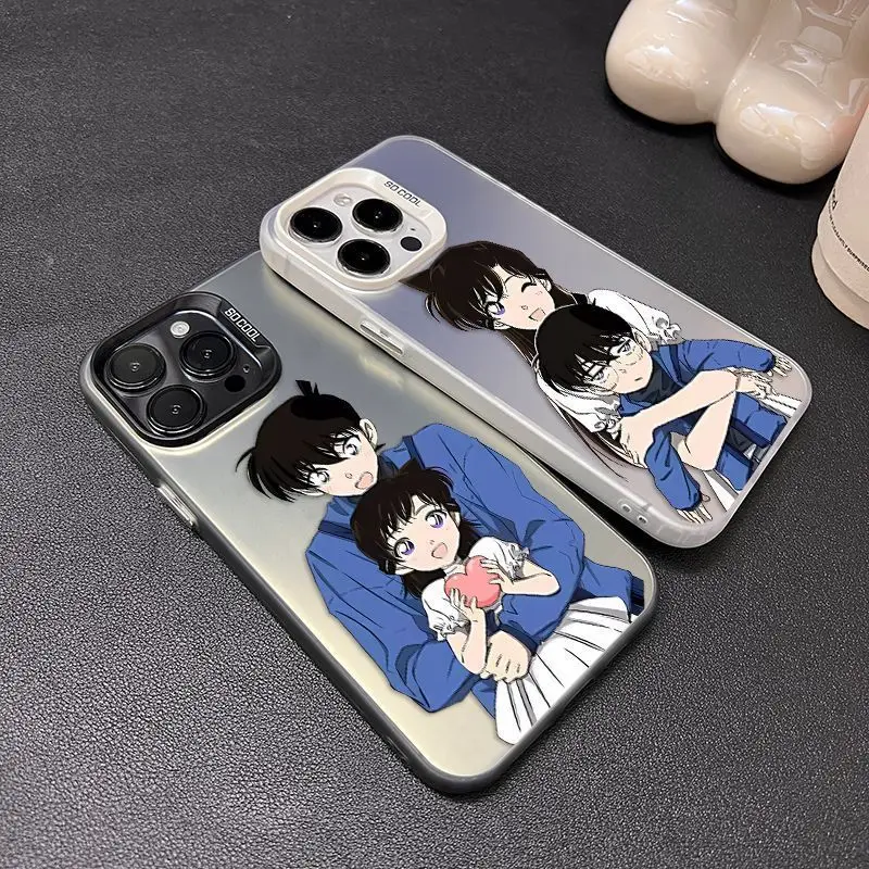 Fashion Detective Conan Couple Shell For IPhone 16 16 15 14 13 Pro Phone Case 12 11 Promax X Xr New Color Silver Anti Drop Cover