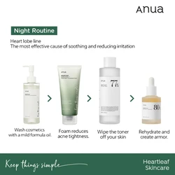 Anua-aceite limpiador de hojas de corazón, Control de poros, eliminación de cabezas negras, removedor de maquillaje, lavado Facial (200ml), juego de cuidado de la piel nocturno