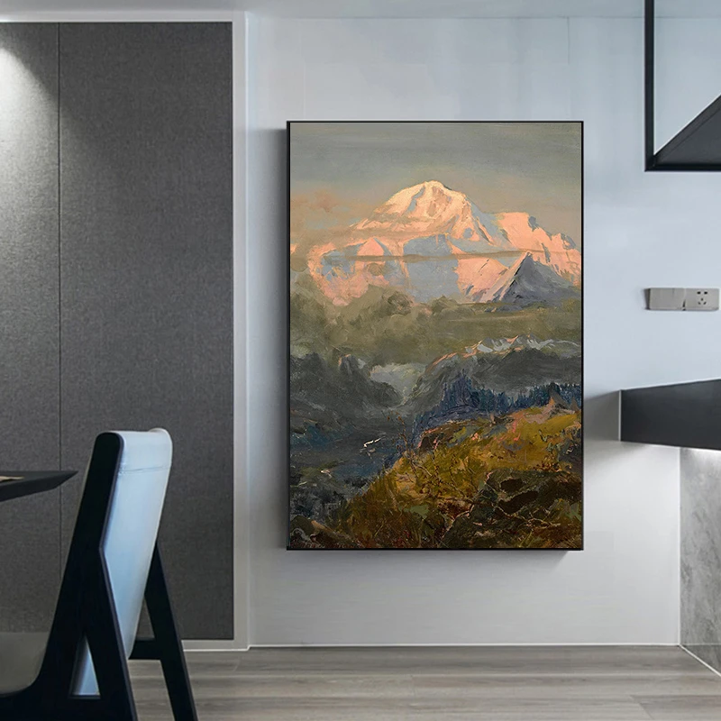 سيدني لورانس يعمل جبل ماكنلي المشهد المشارك الرومانسية يطبع حائط لوح رسم الفن صور ديكور غرفة المنزل #4