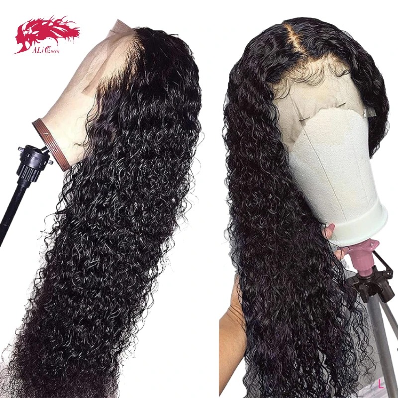 Ali Queen HD Lace Closure 6X6/7X7 Glueless Wig 180 Density Indian Virgin Human Hair Kinky Curly 13X4/13X6 Lace Frontal Wig