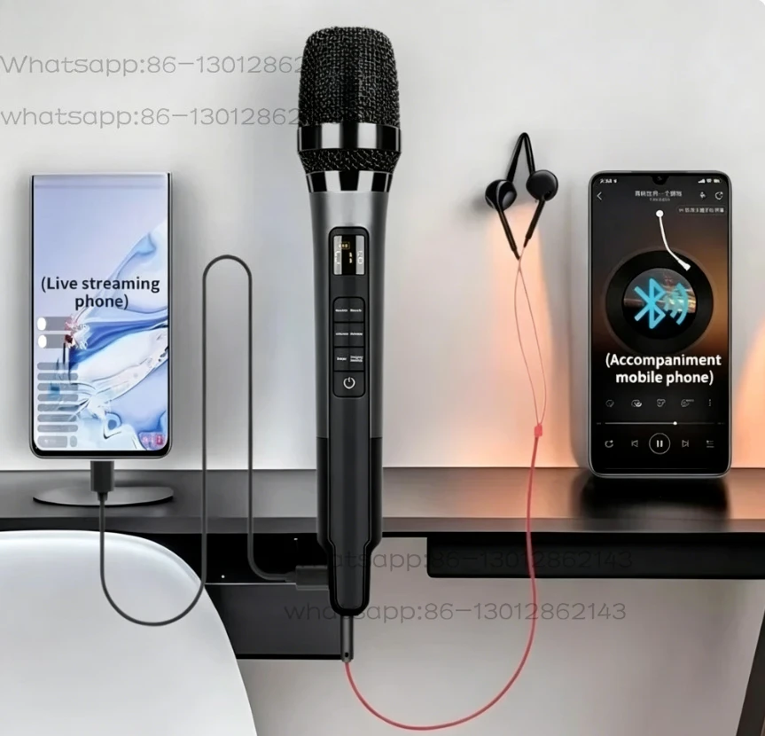 Reverberation microphone singing KTV home and outdoor heart-shaped directional sound card integrated microphone