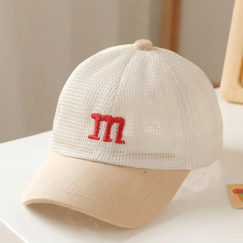 Korean Letter Baby Baseball Cap Summer Mesh Adjustable Hollow Peaked Cap for Boys Girls Cute Infant Toddler Kids Sun Hats Gorras