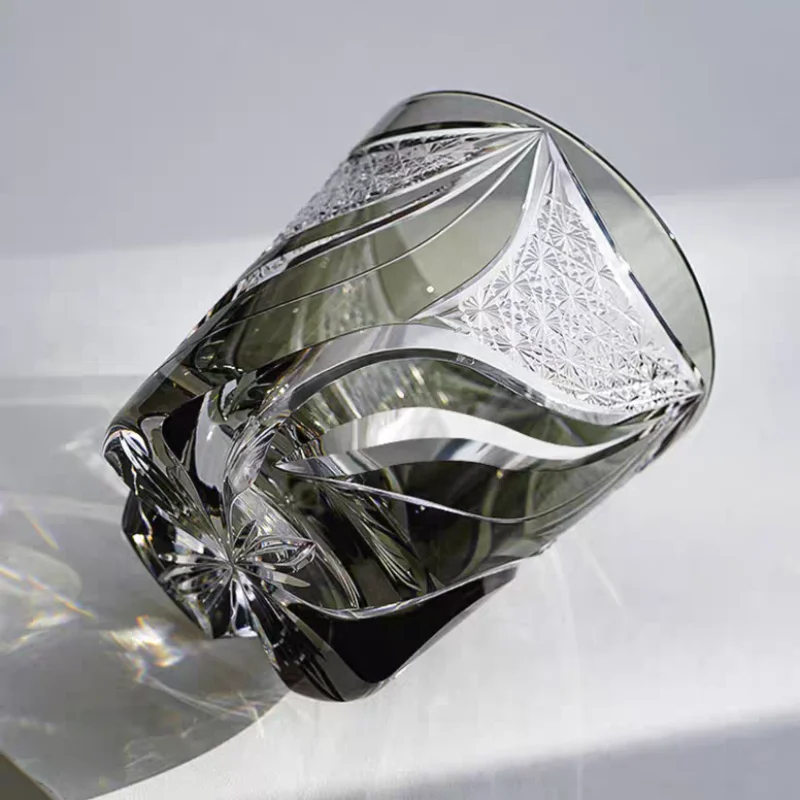 Hand Cut To Clear Grey Glass T - Wine Beer Jp ulasan dan harga