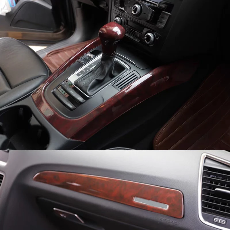 LHD RHD Car Console Armrest Gear Shift Decoration Frame Cover Trim Carbon Fiber Color Interior Accessories For Audi Q5 2010-2016