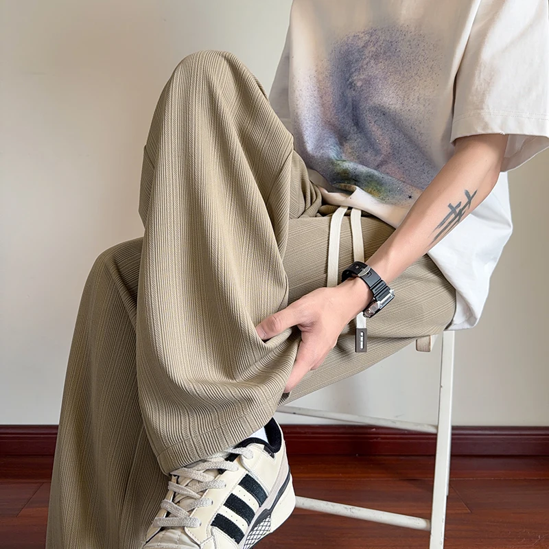 2026 Summer Men's Comfortable Cool-Touch Ice Silk Textured Large-Sized Casual Pants