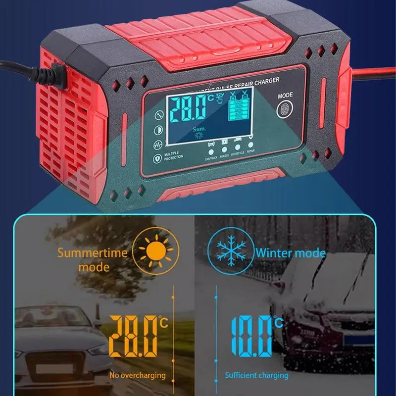 Automotive Battery Charger Portable 12V 6A Automobile Battery Charger Battery Desulfator Maintainer Trickle Charger Electric Car