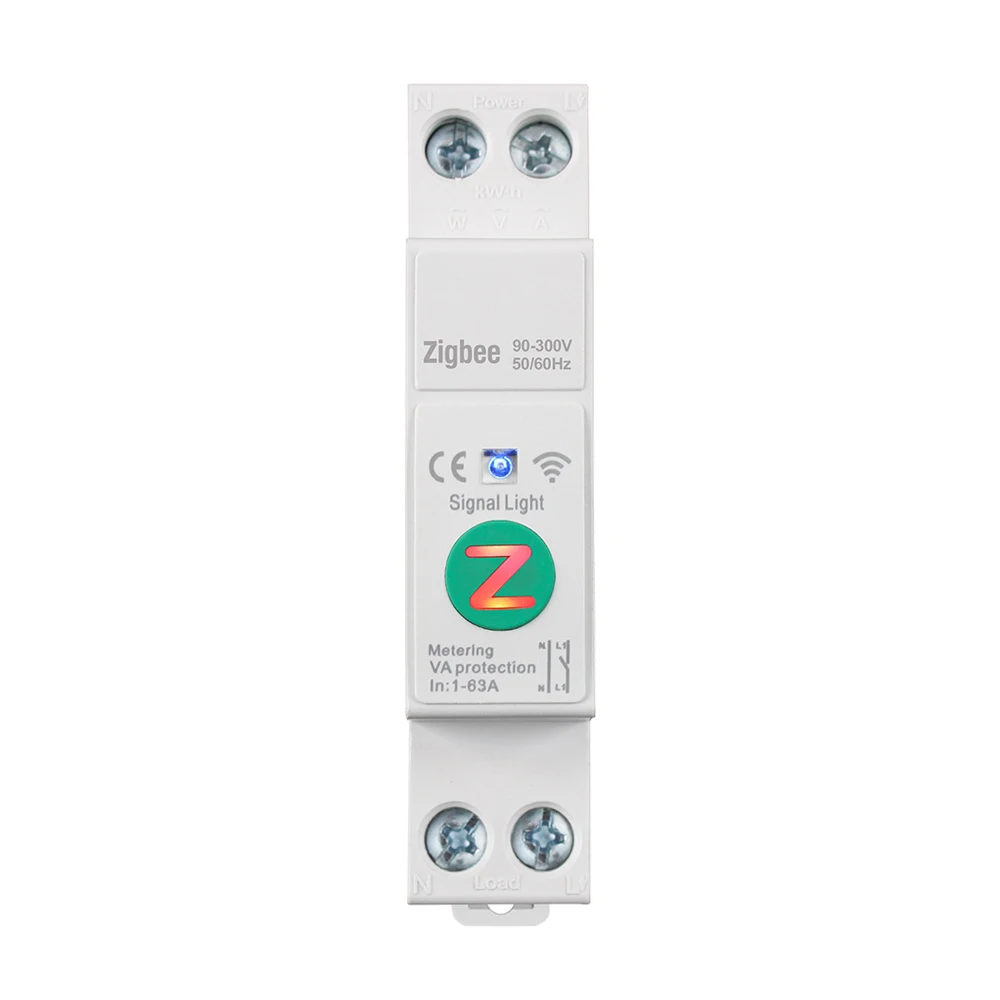 Tuya WiFi/Zigbee Smart Circuit Breaker 1‑63A Energy Monitoring Timing Countdown Loop Switch Overvoltage High Temp Protection