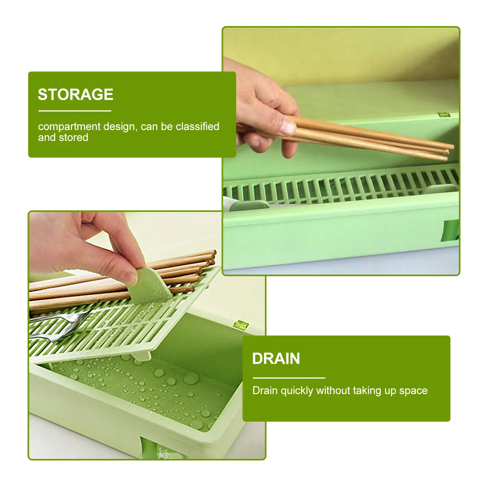 

Multifunctional Sink Drain Box With Lid Bamboo Fiber Chopsticks Spoon Storage Rack Dish Drying Holder Pp Material