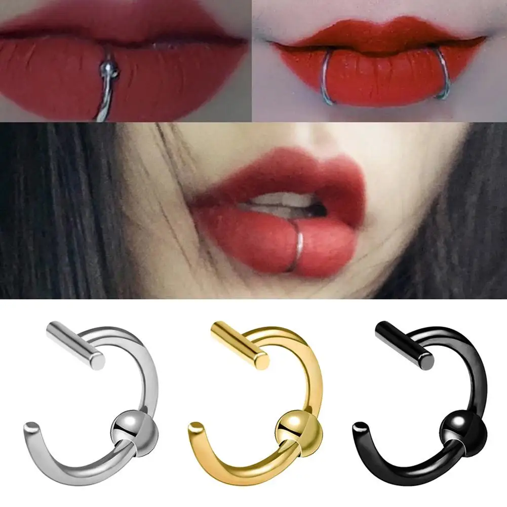 10mm Personalized No Hole False Lip Nail Lip Clip Titanium Steel 316l Steel Nose Fashion Punk Unisex Nose Hoops