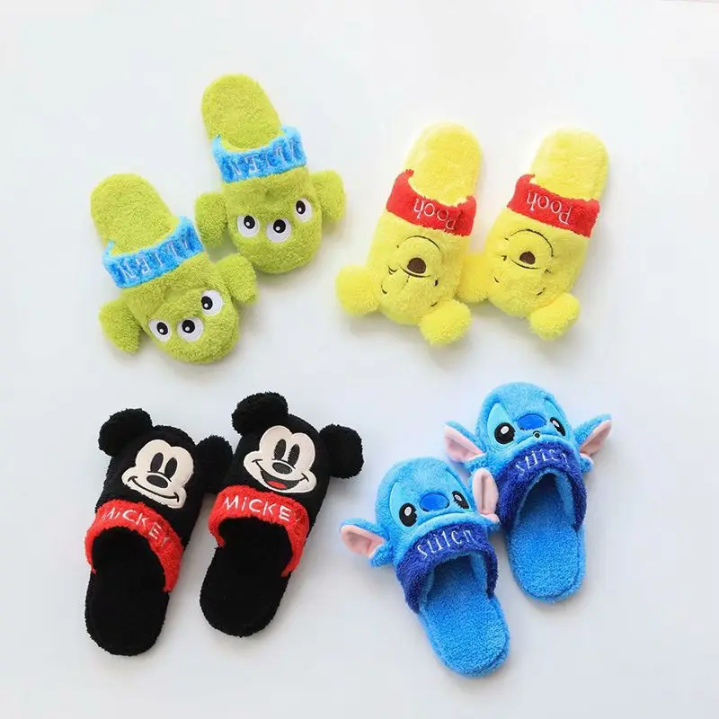 Disney Cute Anti slip Cotton Slippers Home Shoes Female Cartoon Fashion Couple Indoor Warm Slippers Baby Mickey Mouse Shoes