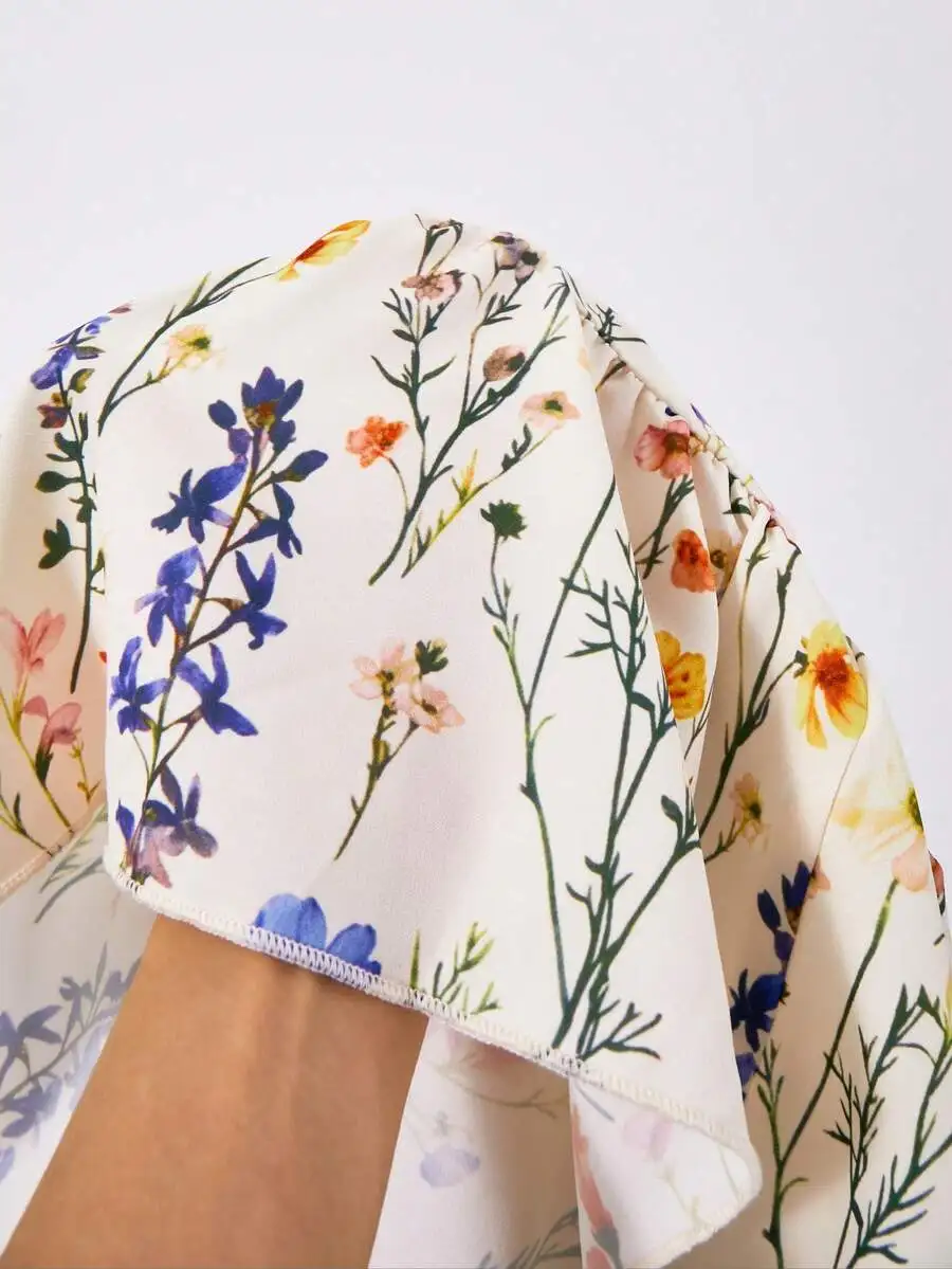 

Floral Print Sleeveless Dress Beige Boho A-Line Summer Casual Vacation