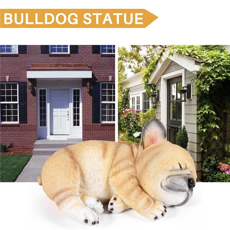 الفرنسية البلدغ النحت زخرفة تمثال كلب تمثال ديكور حديقة في الهواء الطلق Gift-AT36 #4