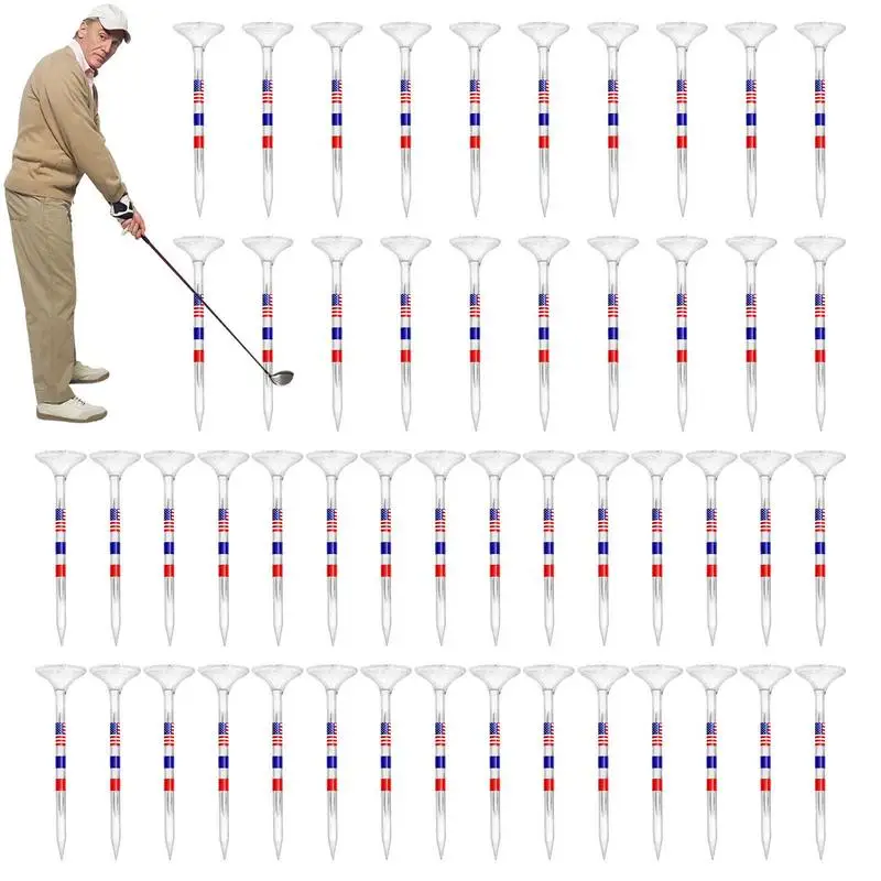 

Long Golf Tees Flag Prints Tall Ball Tees 50Pcs Golf Tees Reduced Friction & Side Spinning Adjustable Height Free Ball Marker