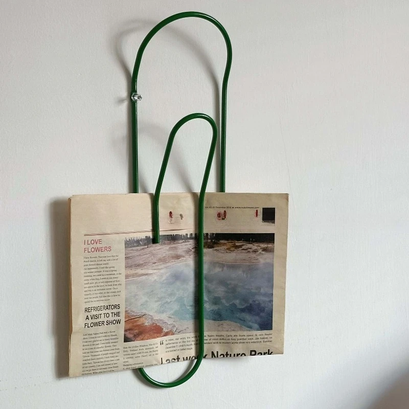 Creative Paperclip Wall Decor Newspaper/Magazine Hanging Organizer MultiPurpose Hook for Bags Unique Decor Solution for Home