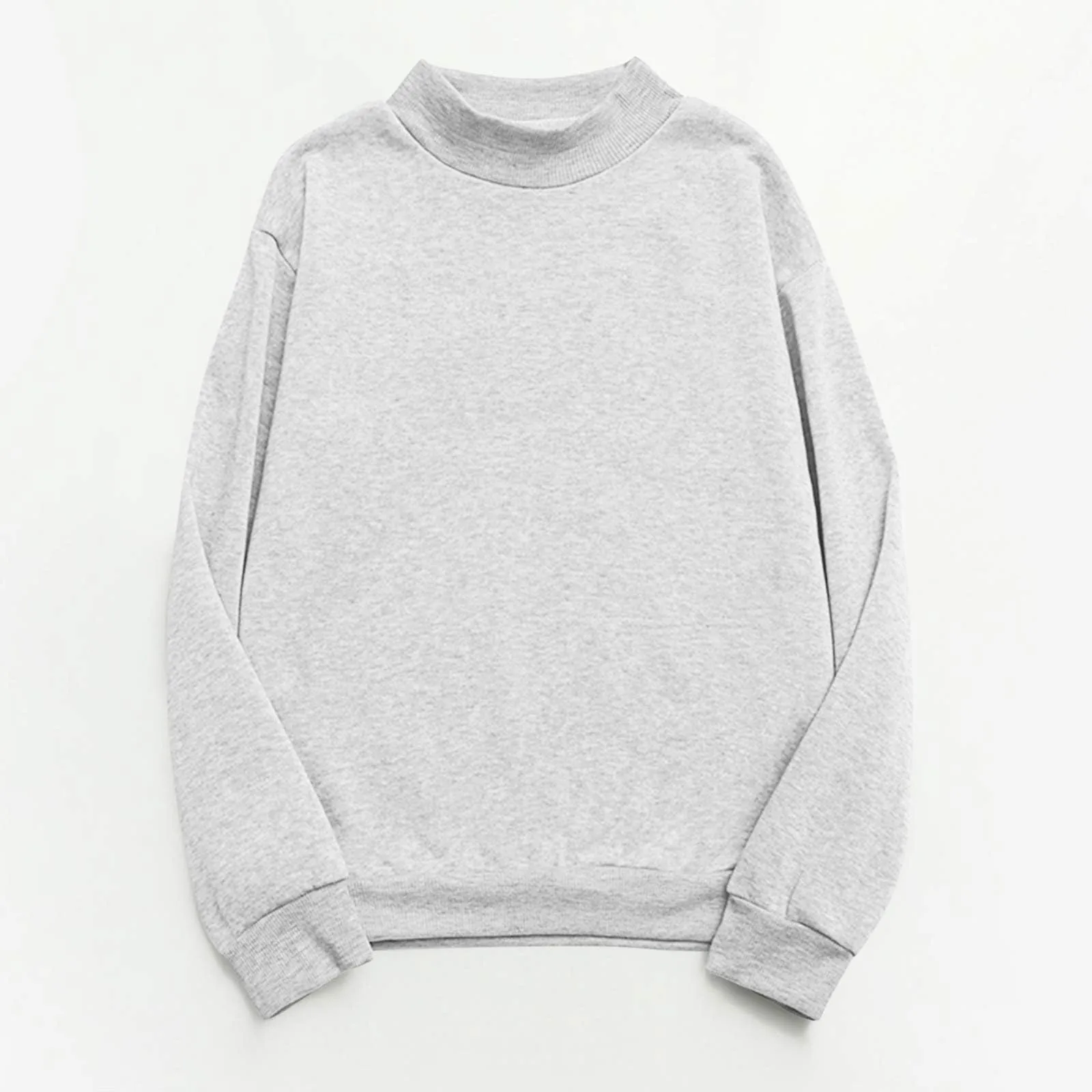 

Women Long Sleeve Solid Color T Shirt Autumn Winter Casual Sweatshirt Pullover Top New Basic Smiple Shirt Half High Neck Tops