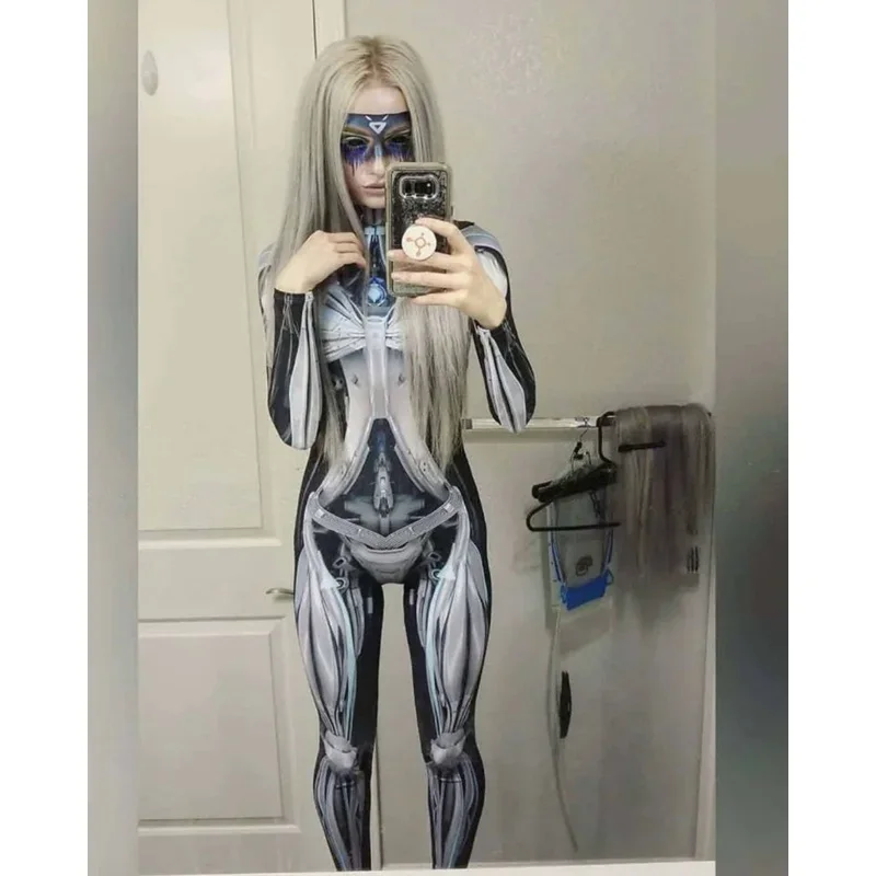 Coslan Muscle Lines Cosplay Costume Bodysuit Suit Fashion Skinny Long-sleeved Jumpsuits Halloween Cosplay Party Suit Women Adult