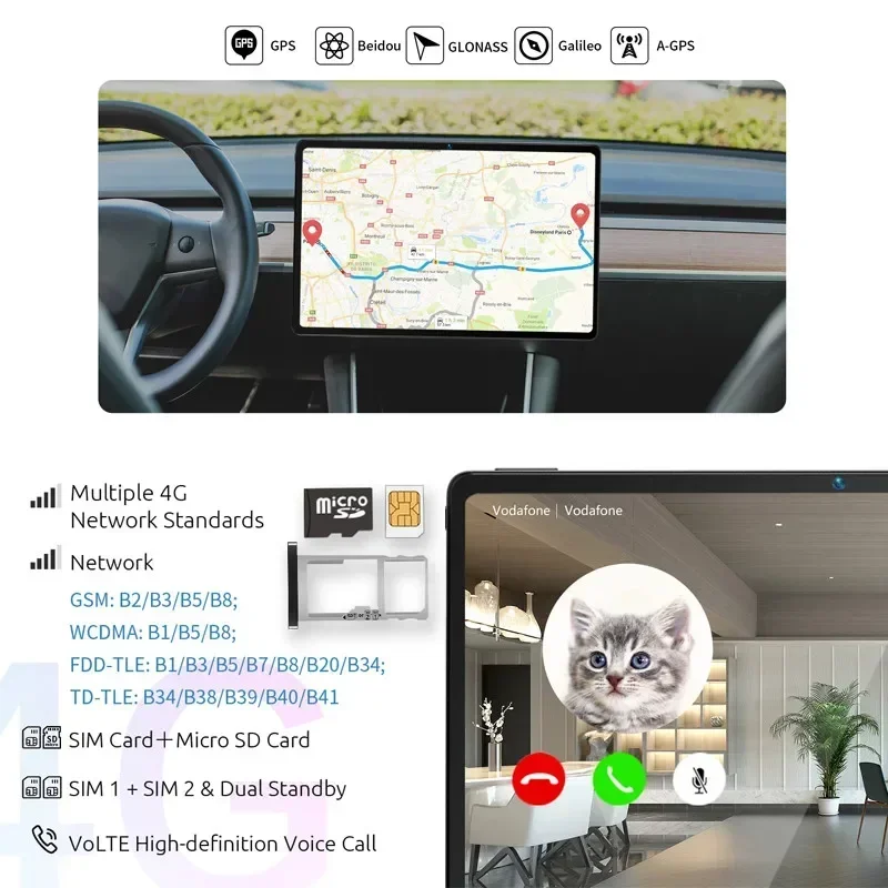 2024 Global Version Tablet Android11 3G 4G LTE Internet 5G Dual SIM Phone Call GPS Bluetooth WiFi Google App Games Tablet PC