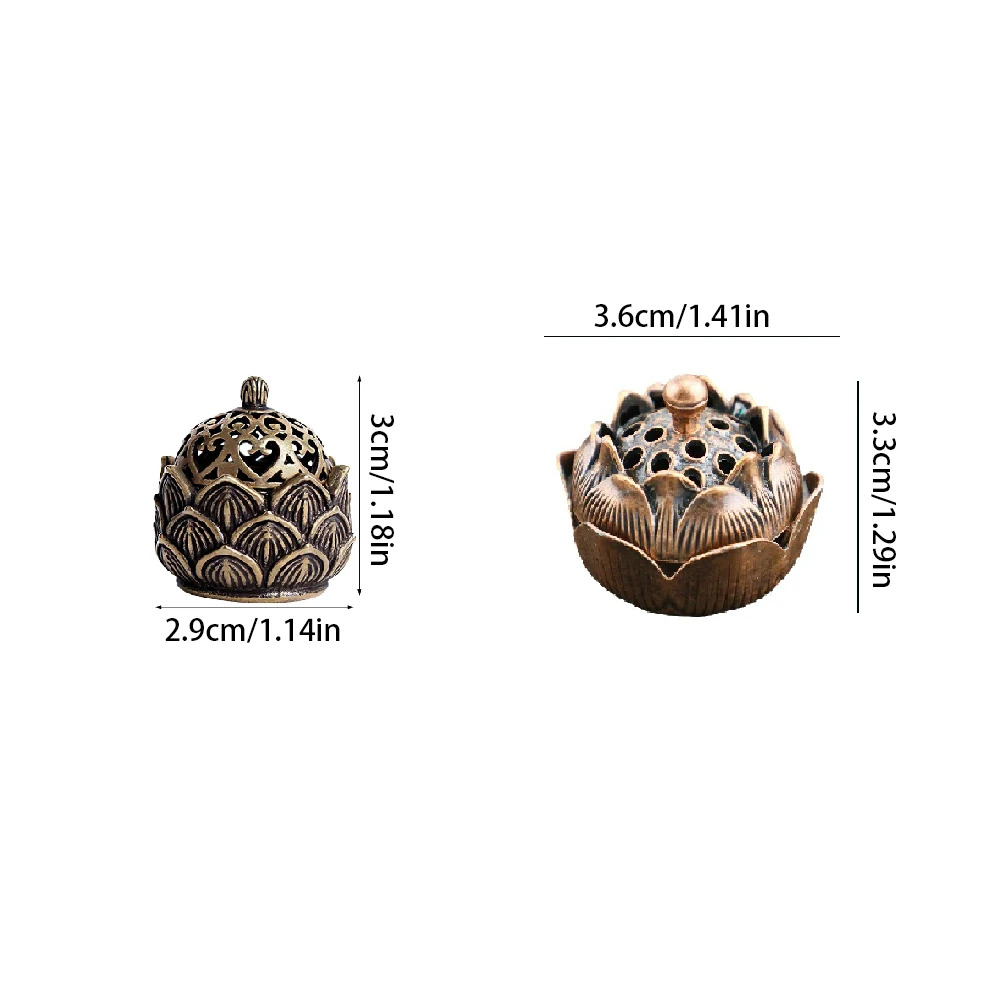 Incense Burner Feng Shui Lotus Zen Coil Holder Censer for Aromatherapy Tea House Meditation Tabletop Decoration